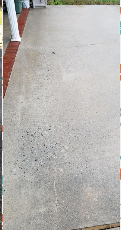Dirty concrete driveway before pressure washing